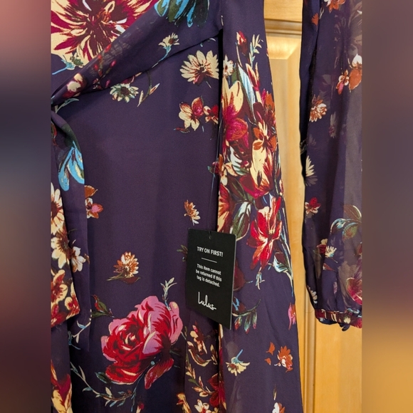 Always Yours Purple Floral Print Long Sleeve Skater Dress - Picture 4 of 10